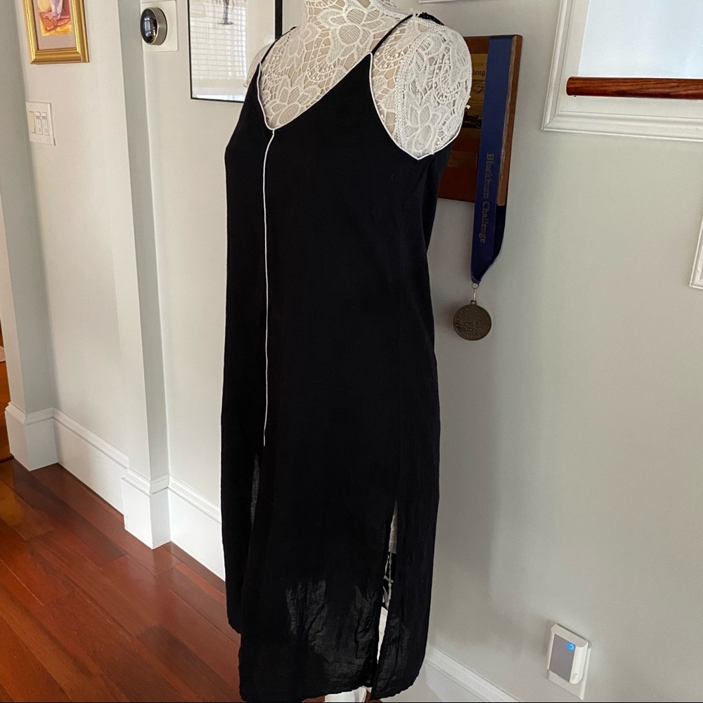 APIECE APART Black Dress Cotton Spaghetti Straps Side Slits Small - Picture 2 of 6